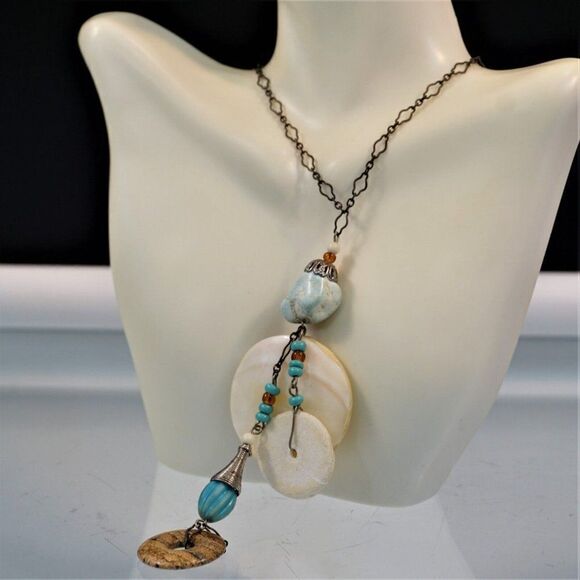 Vintage Iris Lane Necklace 1980s Designer Signed Beach Boho One of a Kind - Picture 3 of 8